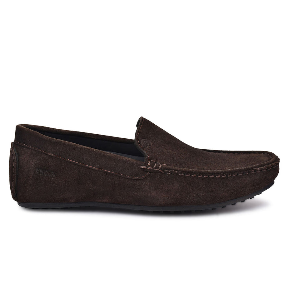 Paul Oliver Men's Velvet Suede Leather Stylish Slip-On Loafers Brown