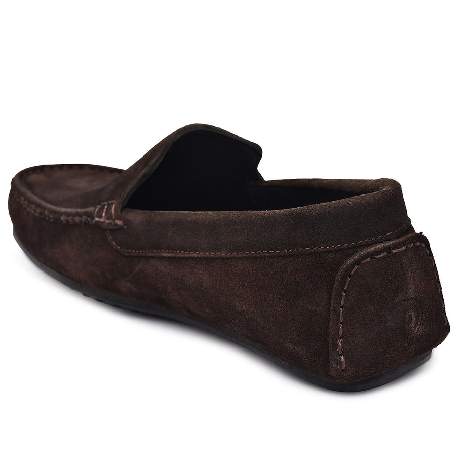Paul Oliver Men's Velvet Suede Leather Stylish Slip-On Loafers Brown