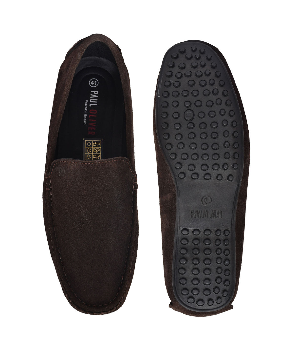 Paul Oliver Men's Velvet Suede Leather Stylish Slip-On Loafers Brown