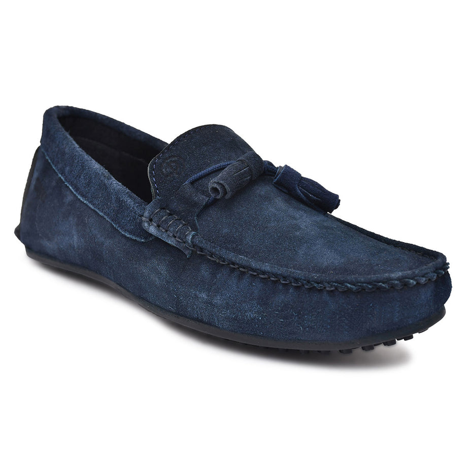 Paul Oliver Men's Velvet Suede Leather Stylish Trendy Slip-On Loafers Blue