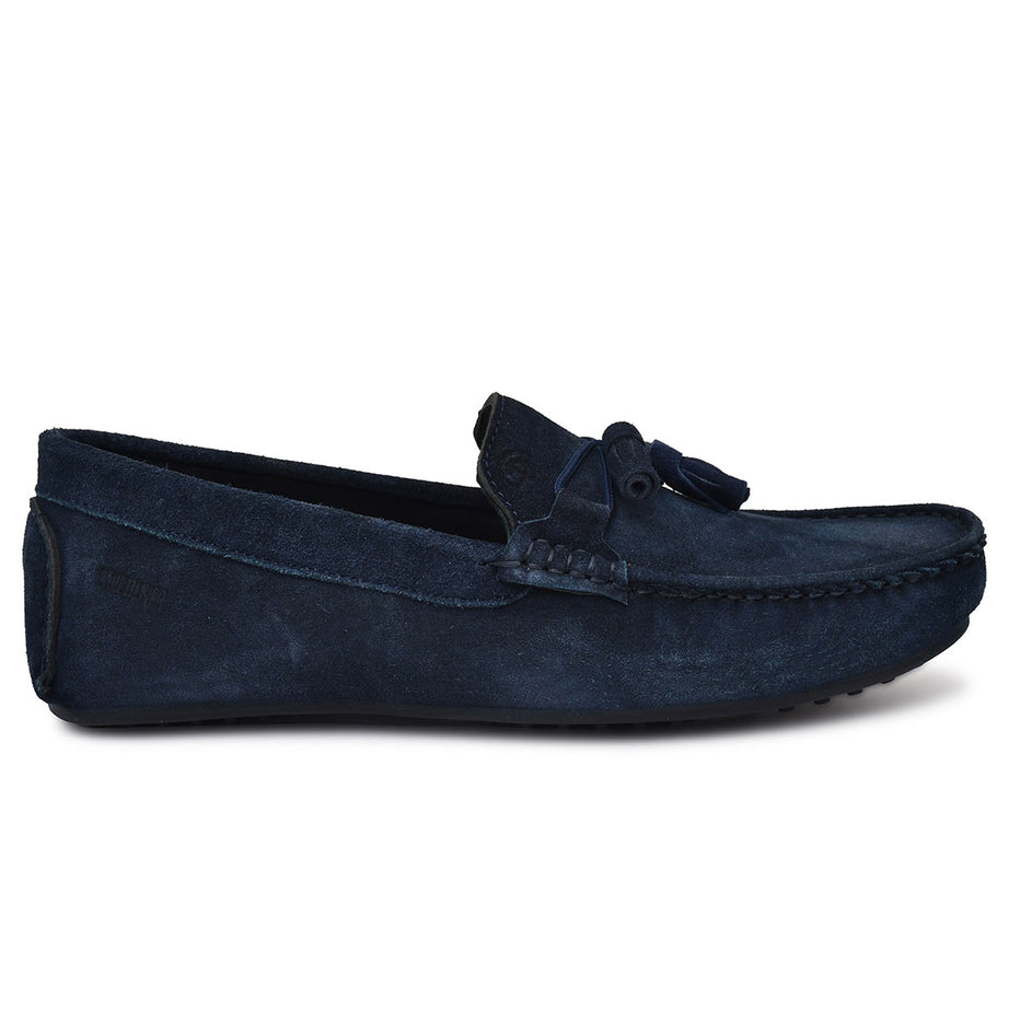 Paul Oliver Men's Velvet Suede Leather Stylish Trendy Slip-On Loafers Blue