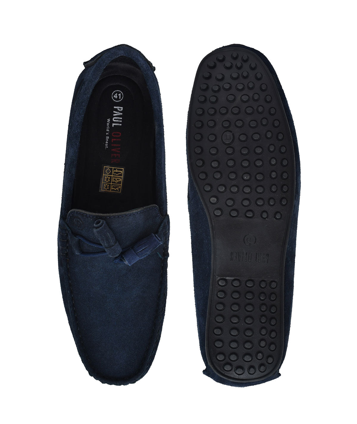 Paul Oliver Men's Velvet Suede Leather Stylish Trendy Slip-On Loafers Blue