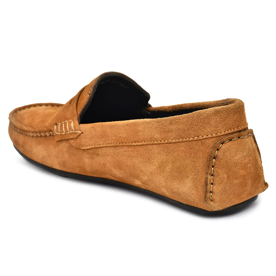 Paul Oliver Men's Velvet Suede Leather Trendy Stylish Slip-On Loafers Tan