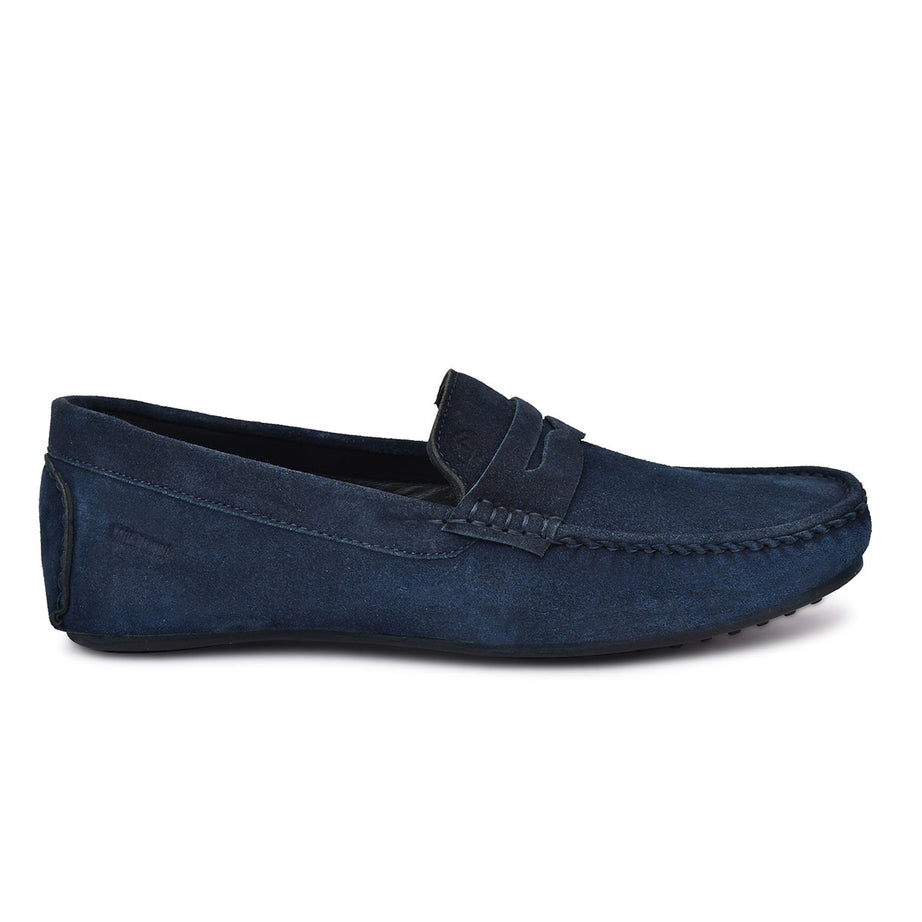 Paul Oliver Men's Velvet Suede Leather Trendy Stylish Slip-On Loafers Blue