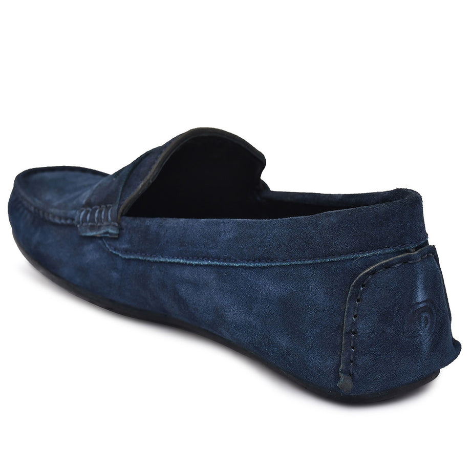 Paul Oliver Men's Velvet Suede Leather Trendy Stylish Slip-On Loafers Blue