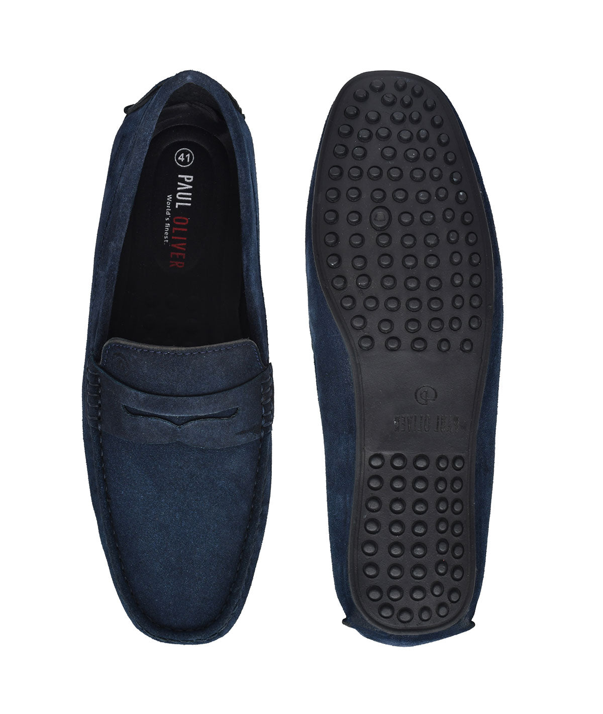 Paul Oliver Men's Velvet Suede Leather Trendy Stylish Slip-On Loafers Blue