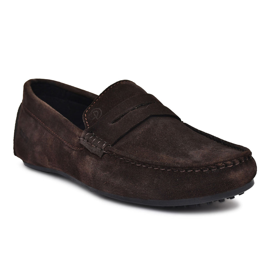 Paul Oliver Men's Velvet Suede Leather Trendy Stylish Slip-On Loafers Brown