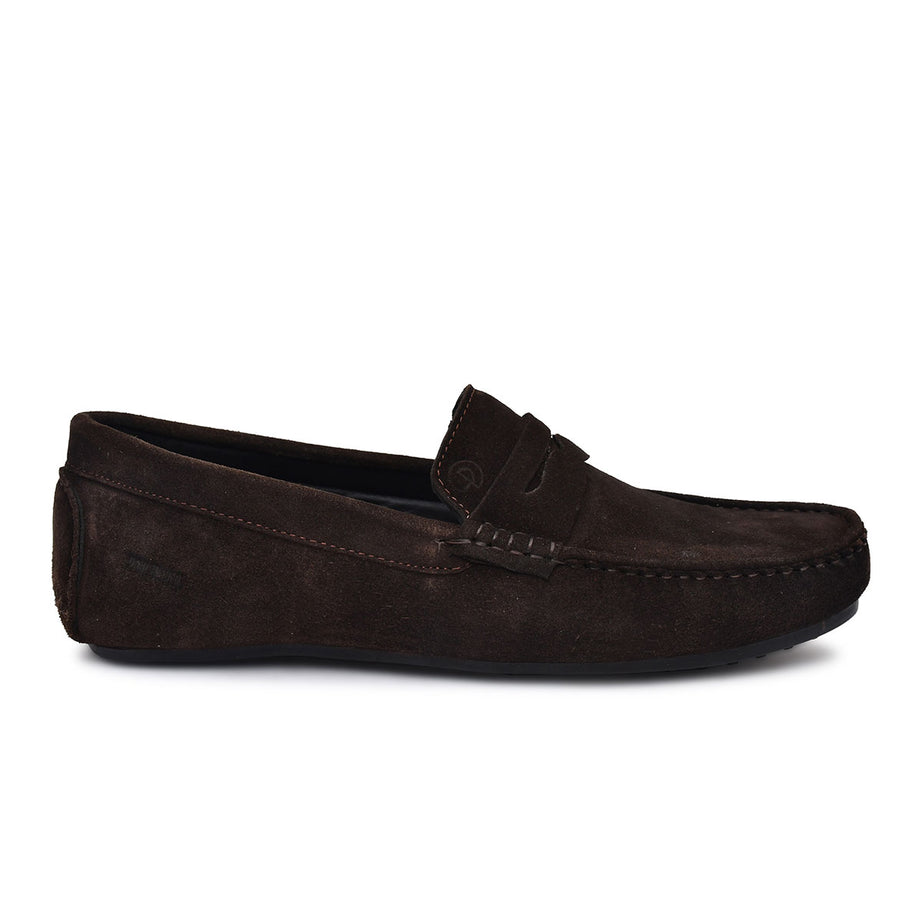Paul Oliver Men's Velvet Suede Leather Trendy Stylish Slip-On Loafers Brown