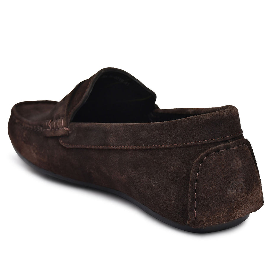 Paul Oliver Men's Velvet Suede Leather Trendy Stylish Slip-On Loafers Brown